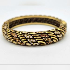Heidi Daus Reversible Champagne Diamond Swarovski Crystal Rope Statement Bangle